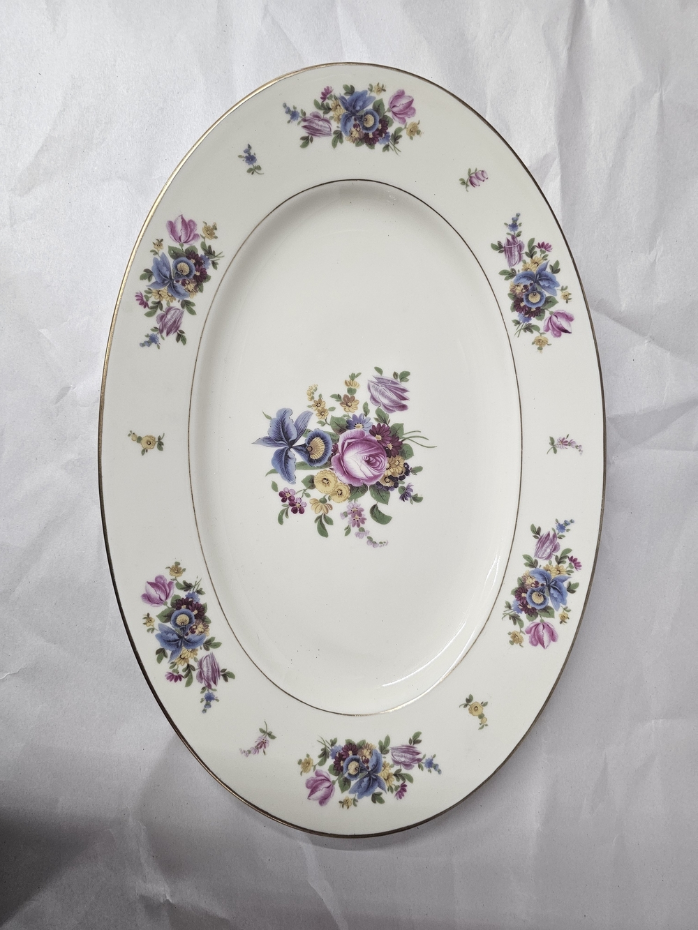 Vintage Black Knight Meissen 13" Oval Serving Platter Porcelain Hohenberg